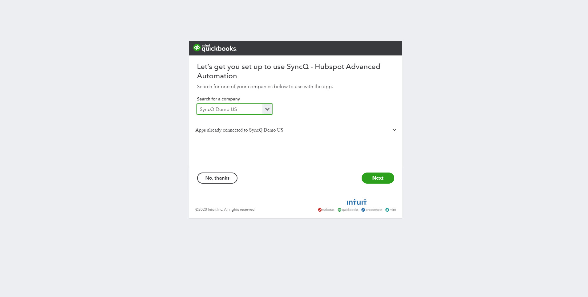 Select QuickBooks company
